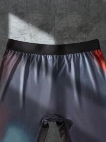 Manfinity Sport Corelite Boyfriend Style Men's Summer Fashionable Breathable Contrast Color Stretchy Sports Tight Pants, Suitable For Workout