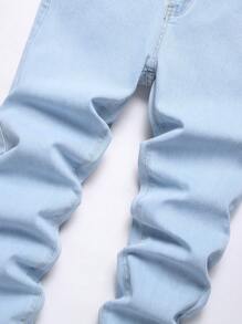 Manfinity Homme Men's Casual Slim Fit Pocket Design Jeans - Light Wash - View 3