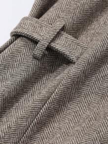 DAZY 女士休闲收腰人字形长裙，秋季 - 卡其色 - 查看 8