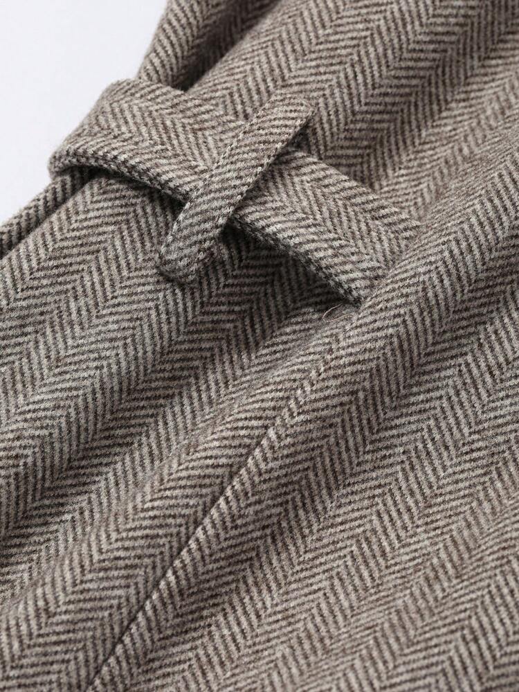 Women Casual Waisted Herringbone Long Dress, Autumn