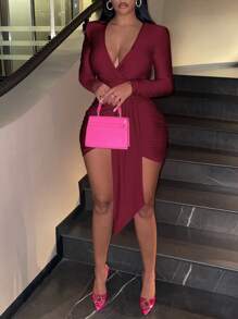 Slaydiva Valentine's Day Dress Music Festival Holiday New Year Dress Date Elegant Sexy Girl Worship Tight Ball Flash Stretch White Women's Dress Tea Party Long Sleeved Women's Sexy Semi Formal Dress