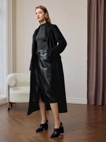 MOTF PREMIUM 100% PURE WOOL SOLID MOCK NECK SLIM FIT SWEATER - Grey - View 5