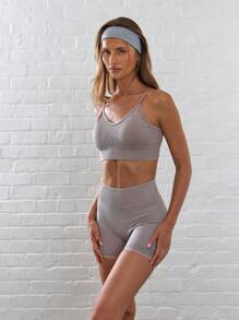 Musera Sport Top deportivo de tirantes finos acanalados, para pádel, tenis, pickleball, gimnasio y fitness - Albaricoque - Ver 4