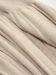 DAZY Crew Neck Solid Color Buttoned Pleated Women Knitted Sweater Dress
