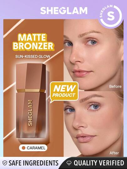 SHEGLAM Sun Beam Matte Flytande Bronzer-Caramel Bronzer Flytande Ej Fet LåNgvarig Naturlig Matt Bronzer Bronzing ViktlöS Kontur MäRke SköNhet Smink Kosmetika FöR Kvinnor Och Flickor Perfekt FöR Vinter VåR Idealisk FöR Y2K Elegant Mode Passande FöR FöDelsedag GåVa Fest Klar BäSt FäRg