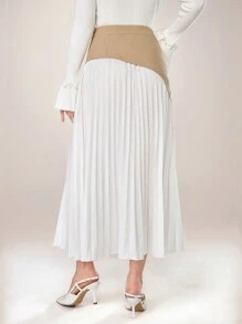 Modelyn Damen eleganter plissierter Patchwork Minirock