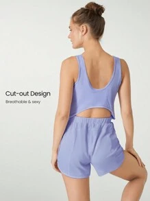 GLOWMODE VitalSwift Quick-Dry Cut-Out Pocket Jumpsuit With Built-In Underwear Medium Impact Running Workout Quick Dry Moisture Wicking Gym Spring Summer