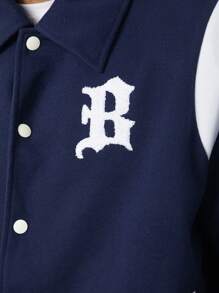 Manfinity VCAY 大码男士拼布领棒球夹克，适合秋冬季 - 彩色 - 查看 2