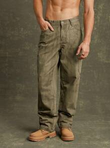 Quần Jeans Ống Thẳng Tiện Dụng Bằng Cotton Cao Cấp Cho Nam - màu nâu - Xem 6