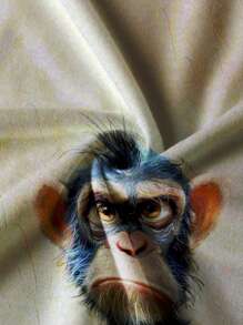 INAWLY 趣味猴子图案印花短袖休闲 T 恤图案 T 恤女式上衣 - 彩色 - 查看 3