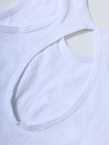 Easithlete 女式无袖穿孔弹力运动背心，夏季 - 白色 - 查看 5