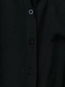 Franclia Áo sơ mi cổ bẻ thường ngày cỡ lớn, đơn giản và thanh lịch, đa năng, thời trang, thoáng khí và thoải mái, mùa thu - màu đen - Xem 5