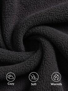 SHEIN PETITE Solid Color Black High Waisted Fleece Leggings - Black - View 5