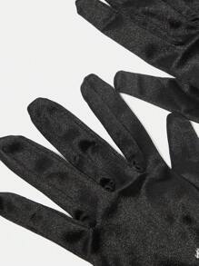 The Great Gatsby x MOTF PREMIUM 1 PAIR WOMEN'S ELEGANT DIAMOND/CRYSTAL LINE BLACK SATIN FULL FINGER GLOVES, SUITABLE FOR WEDDING PARTY - Black - View 7