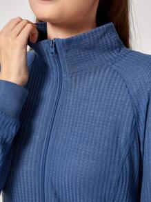 TaskEZ Chaqueta casual de uniforme de atención médica con cremallera frontal, cuello alto y manga larga de un solo color