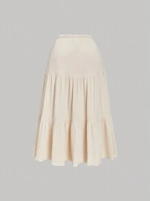 SHEIN MOD 2 件套大码女式杏色针织吊带背心和长款中裙套装