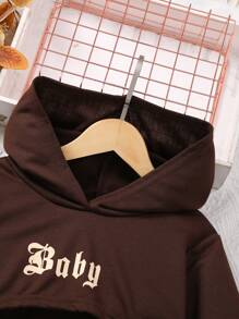 SHEIN 3pcs/Set Girls' Letter Print Long Sleeve Top & Sleeveless Vest Sports Casual Set For Autumn/Winter - Khaki - View 3