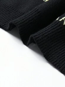 Manfinity CasualKnits Men's Casual Graphic Print Crew Neck Long Sleeve Sweater, Autumn/Winter Men S Sweatshirts Crewnecks Sweatshirts Sweatshirts Graphic Grunge Sweater Graphic Sweaters - Multicolor - View 5