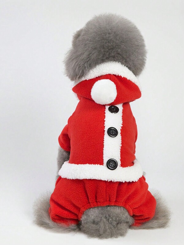 PETSIN Christmas Pet One-Piece Pants, Red & White