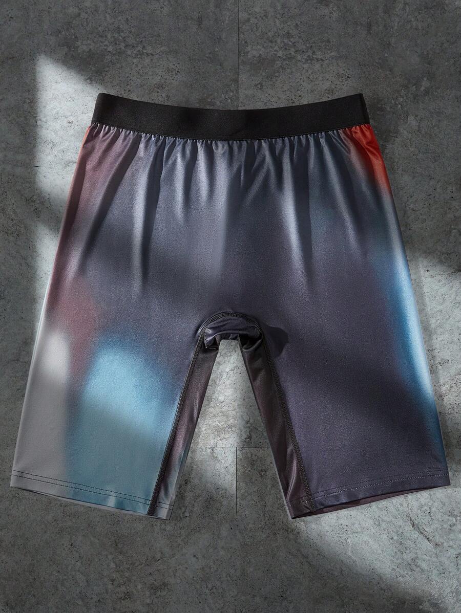 Manfinity Sport Corelite Boyfriend Style Men's Summer Fashionable Breathable Contrast Color Stretchy Sports Tight Pants, Suitable For Workout