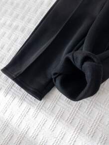 Baby Girl Autumn/Winter Casual Loose Gray Elastic Waist Pants - Black - View 5