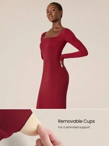 GLOWMODE Modal Long-Sleeve Red Fishtail Maxi Dress