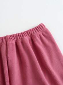 2 件套 Tween 女孩休闲粉色爱心印花圆领长袖上衣和裤子睡衣套装 - 彩色 - 查看 4