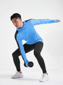Coreblaze Sweatshirt Pria Gaya Boyfriend dengan Lengan Raglan Blok Warna, Bernapas, Kasual Olahraga, Musim Gugur - Biru - View 5