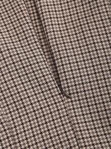 Sweetra 秋冬复古千鸟格撞色系带蝴蝶结腰修身吊带溜冰裙，加大码连衣裙，A 字长裙女装 - 棕色 - 查看 5