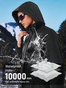 In My Nature Women's Hooded Water-Resistant Padded Coat With Cinched Waistwinter Women Tops - Black - View 3