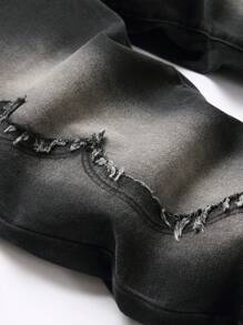 Manfinity Roughcore Men's Casual Washed Frayed Denim Jeans - Black - View 5