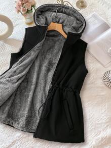 SHEIN LUNE Kurtka damska w dużym rozmiarze ze ściągaczem w pasie, puchata, swobodna, luźna, jesień/zima, kurtka polarowa, zimowy płaszcz damski Ubrania zimowe Płaszcze zimowe z kieszeniami Gruba kurtka i parki Lekka, pakowna kurtka z zamkiem błyskawicznym i kapturem Pikowany płaszcz zimowy Damska kurtka zimowa 2024 Kieszenie Luźne płaszcze Modne ubrania Długie płaszcze z polaru z owczej skóry Kurtki Zimowe wiatroszczelne Ciepłe stroje świąteczne - Czarne - Zobacz 5