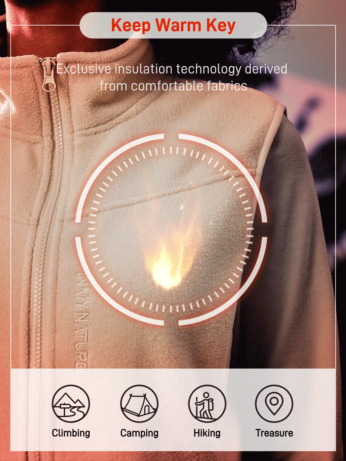 In My Nature Solid Color Front Zip Sleeveless Pocket Casual Jacket - Apricot - View 3