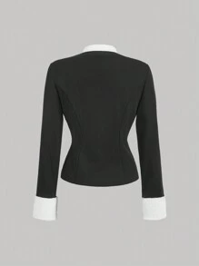 SHEIN MOD Veste élégante de femmes à col et manchettes en nœud papillon double boutonnage, veste d'hiver pour femmes, veste d'automne pour femmes, tenue d'automne pour femmes, veste d'hiver pour femmes