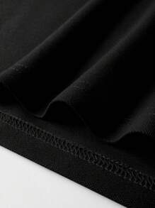 Manfinity Homme Men's Casual Versatile Striped Webbing Detail Short Sleeve Polo Shirt - Black - View 6