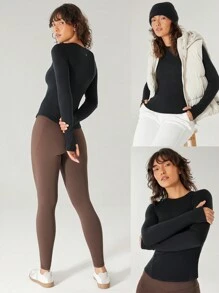 GLOWMODE Merino Wool TENCEL™ Slim Long-Sleeve Everyday Tee - Black - View 9