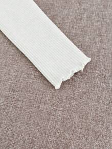 Franclia Turtleneck Frill Trim Thermal Lined Slim Fit Sweater, Autumn/Winter New Thickened Long Sleeve Pullover, Long Sleeve Top Knit Pullover Fall - White - View 4