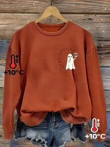 Casual Women's Round Neck Fashion Long Sleeve Letter Print Sweatshirt - Rust Brown - View 1