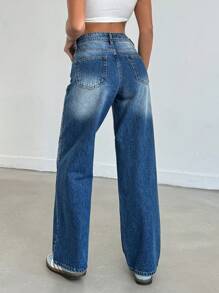 EURMUSE WOMEN LOW WAIST STRAIGHT JEANS