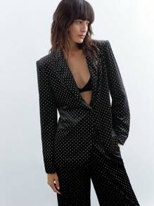 SHEINNeu 女式前扣长袖披肩领简约休闲西装外套