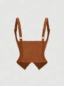 SHEIN MOD Plus Size Vintage Corduroy Suspender Double Breasted Bralet For Women