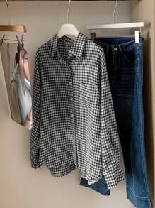 DAZY 秋季新款宽松休闲格子女式衬衫