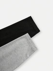 SHEIN Tween Girls Casual 2 Solid Color Gray& Black Spider Pattern Print Leggings 2 Pieces Multipack For Daily Wear - Multicolor - View 9