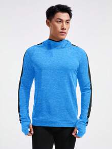 Coreblaze Sweatshirt Pria Gaya Boyfriend dengan Lengan Raglan Blok Warna, Bernapas, Kasual Olahraga, Musim Gugur - Biru - View 6