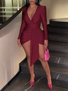 Slaydiva Valentine's Day Dress Music Festival Holiday New Year Dress Date Elegant Sexy Girl Worship Tight Ball Flash Stretch White Women's Dress Tea Party Long Sleeved Women's Sexy Semi Formal Dress