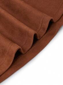 SHEIN LUNE Damen Fleecejacke aus Veloursleder in Unifarbe , Große Größen, für den Herbst