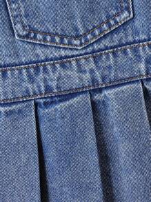 SHEIN Jupe salopette plissée en denim ample bleu bébé et bébé fille