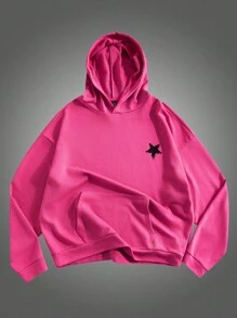 Manfinity VCAY Plus Size Men's Casual Knit Sweatshirt With Star Print, Loose Fit Pullover Sweatshirt, For Fall Winter - Pink - View 6