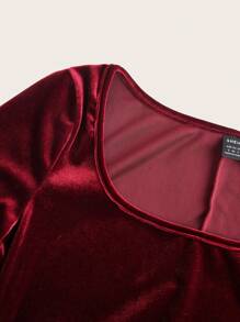 SHEIN Clasi Robe bordeaux polyvalente et à la mode avec décolleté en U pour femmes, automne/hiver - Rouge foncé - Voir 9