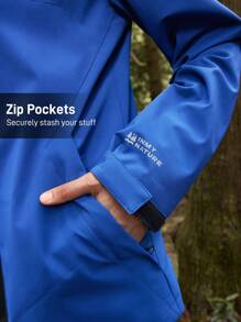 In My Nature Women's Solid Color Zipper Front Hooded Outdoor Softshell Jacket - Navy Blue - View 4